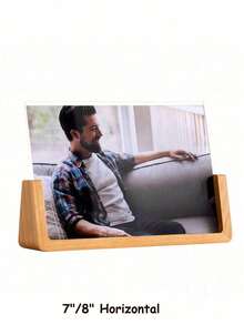 SURELIFE 1pc 6/7/8Inch Acrylic & Solid Walnut Wood Photo Frame Sign Holder Wood Base Table Menu Display Stand - Versatile Horizontal Or Vertical Display, Perfect For Home Decor & Gifts Deotative - Multicolor - View 9