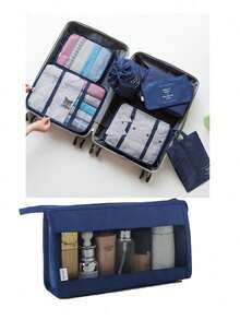 9pcs/7pcs/1pc Travel Organizer Set, Packing Cubes, Clothes Storage Bags, Toiletry Bag, Makeup Bag, Data Cable Organizer, Shoe Bag, Underwear Pouch, Garment Organizer, Suitable For Shirts, Lingerie, Clothing, Cosmetics, Lipsticks, Eyeshadow, Foundation, Brushes And Toiletries Like Toothbrush, Toothpaste, Facial Cleanser, Toner, Lotion, Cream, For Travel, Hospitalization, Packing Luggage, Dorm, School, Vacation - Multicolor - View 25