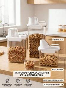 PETSIN 1 Recipiente sellado para almacenamiento de alimentos, adecuado para alimentos para mascotas, granos, arena para gatos, con una gran capacidad, equipado con una tapa con regla y asa, y múltiples tamaños a elegir - 1100ml-2300ml - Ver 2