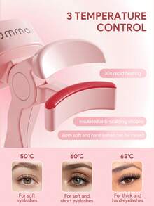 JMMO Rechargeable Heated Eyelash Curler With 3 Temperature Modes, USB Portable Electric Lash Curler Long Lasting Natural Lashes Lift Makeup Tool For Women - Multicolor - View 3