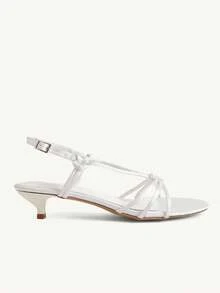 CUCCOO CHICEST 低跟女款涼鞋，白色緞面絲帶飾邊 - 白色 - 查看 3