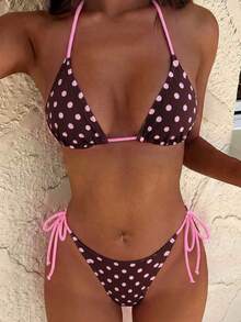 Swim SXY Women's Spring/Summer Random Print Halter Bikini Set - Multicolor - View 1
