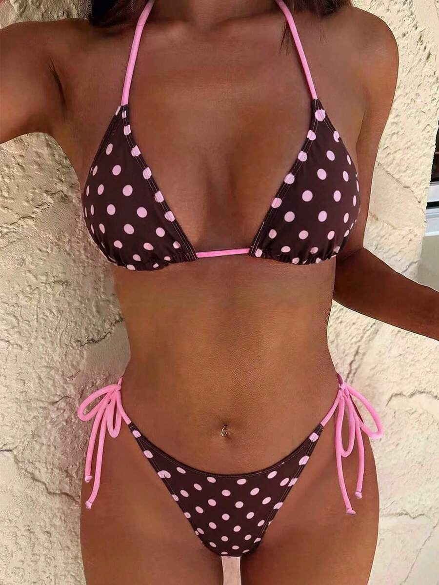Swim SXY Women's Spring/Summer Random Print Halter Bikini Set - Multicolor - View 1