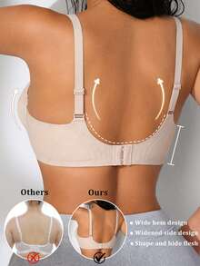 NudeFit 1 pieza Sujetador con aros y push-up de unicolor y simple para uso diario de mujer - Albaricoque - Ver 2