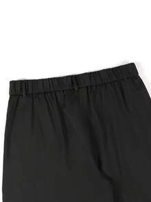 Manfinity Mode Pantalones de traje casual de unicolor con bolsillo para hombres, para uso diario y viajes - Negro - Ver 7