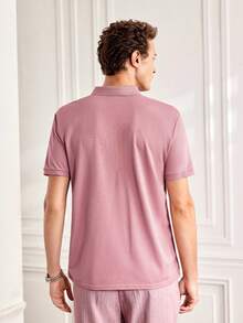 Officeau Men's Casual Lightweight Breathable Solid Color Short Sleeve Polo Shirt, Suitable For Business, Commute And Daily Wear In Summer - Burgundy - View 2