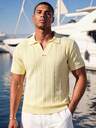 Ocevento Mens Short Sleeve Knit Polo Shirt Casual Striped V Neck Pullover Knitwear Top Summer Lightweight Blouse 
Mens Summer Knitted Polo Shirt Short Sleeve
