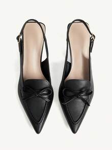 CUCCOO CHICEST أحذية كعب عالي أنيقة وعصرية للنساء بتصميم فيونكة وكعب مدبب متعددة الاستخدامات للربيع - الأسود - مشاهدة 1