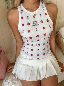 CovetEZ HELLO KITTY AND FRIENDS | SHEIN 休閒簡約圓領貼身女款背心，適合夏季 - 彩色 - 查看 3