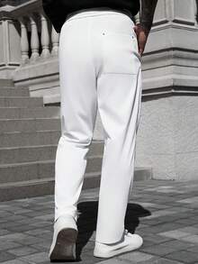 Manfinity CasualCool 男士商務休閒百搭純色長褲 - 白色 - 查看 2