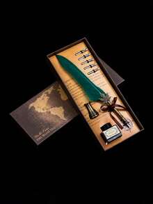 1 Set Jubaboz Calligraphy Brush Pen With Stamp And Sealing Wax, Feather Pen, Ink, - multicolor - View 15