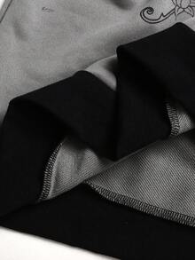 SHEIN 青少年女孩童裝休閒極簡街頭 Y2K 吉他圖案印花拼色 2 合 1 寬鬆長袖衛衣外套，獨特設計上衣，秋冬時尚穿搭 - 深灰色 - 查看 8