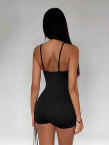 TRNVIE Jumpsuit Payet Pelangsing untuk Wanita untuk Musim Panas - Hitam - View 4