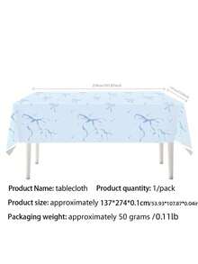 Light Blue Bowknot Birthday Party Decorations Set, Disposable Tableware Kit With Tablecloth Banner Paper Plates Napkins Paper Cups Party Supplies - Multicolor - View 10