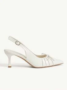 CUCCOO CHICEST 女款尖頭扣飾時尚高跟鞋，適合日常穿著與婚禮鞋 - 米色 - 查看 3