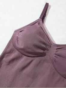 SHEIN Solid Wireless Shapewear Bodysuit - Mauve Purple - View 8