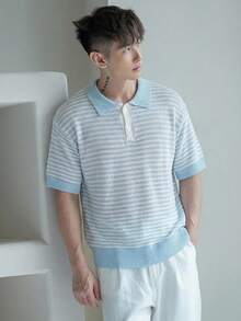 DAZY Men's Colorblock Summer Knit Top - Blue - View 5
