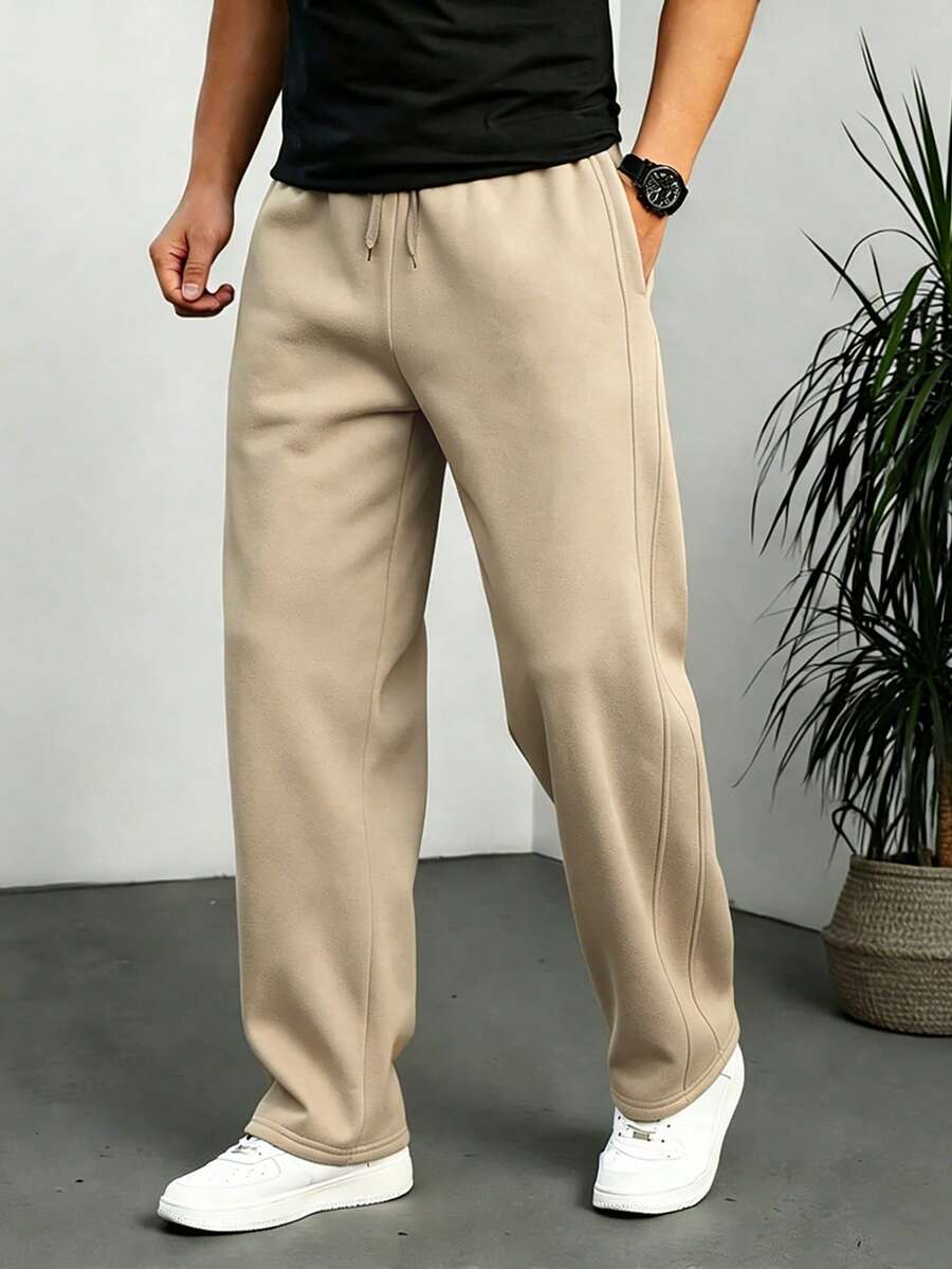 HUEFORM Men's Casual Versatile Solid Color Sports Sweatpants - Khaki - View 1
