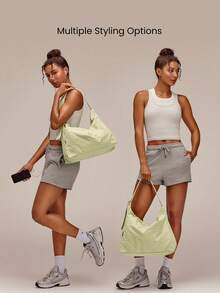 GLOWMODE Bolso de hombro texturizado resistente al agua de 17L no ajustable para otoño e invierno - Rejilla verde frijol - Ver 3
