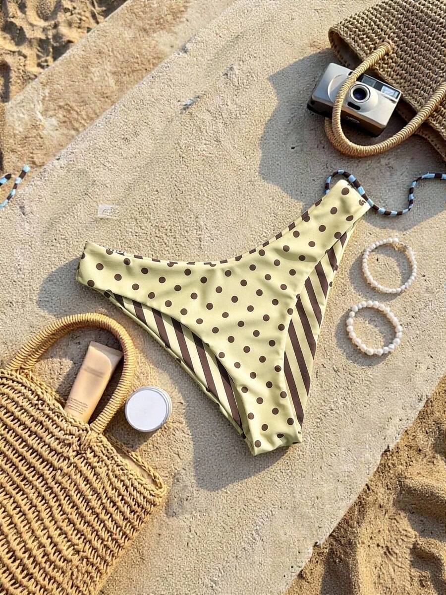 Swim Mod Women's Polka Dot Triangle Bikini Bottom Swimwear Suitable For Summer Vacation Beach - Multicolor - View 1