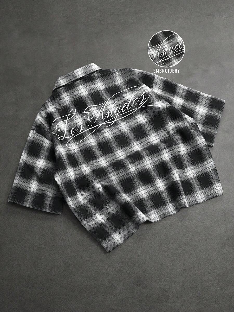 SLATEMANN Men's Plaid Short Sleeve Single-Breasted Casual Commuter Shirt