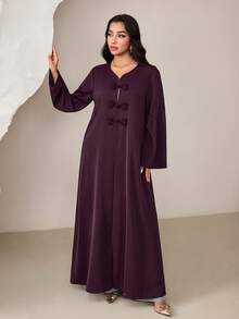 Veilorie Abaya Wanita Warna Polos untuk Pesta Kasual & Perjalanan - Chocolate Brown - View 7