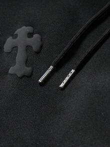 PAVTROS 男士字母印花對比腰帶運動長褲 - 黑色 - 查看 6