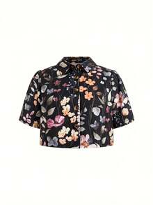 SHEIN Clasi 女款印花洋裝與襯衫兩件套 - 黑色 - 查看 10