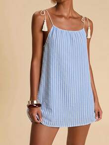 Travachic Women's Striped Spaghetti Strap Beach Cover-Up - Multicolor - View 5