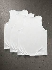 HIMLAND Camiseta casual de cuello redondo de mezclilla para hombre, versátil para uso diario - Blanco - Ver 3