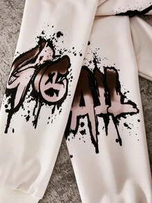 SHEIN Casuvi Kids 2件組青少年男孩時尚白色運動衫與深綠色長褲套裝，胸前綠色圖案印花，酷炫街頭風，柔軟舒適面料，易穿脫，適合春秋季，適合學校與戶外穿著，男孩必備套裝 - 彩色 - 查看 5