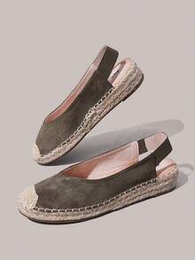Styleloop Zapatos de mujer, ante verde hierba, zapatos de talón abierto, zapatos de pescador, casuales y cómodos para uso en vacaciones, zapatos planos - Verde claro - Ver 3