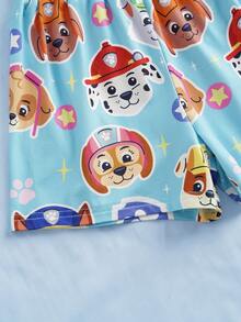 SHEIN | PAW Patrol Setelan Pakaian Santai Anak Laki-Laki dengan Motif Kartun Lucu, Atasan Lengan Pendek dan Celana Pendek - Biru - View 7