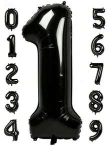 1pc 40 Inch Jumbo Black Number Foil Balloon, Birthday Anniversary Party Decoration - black - View 9