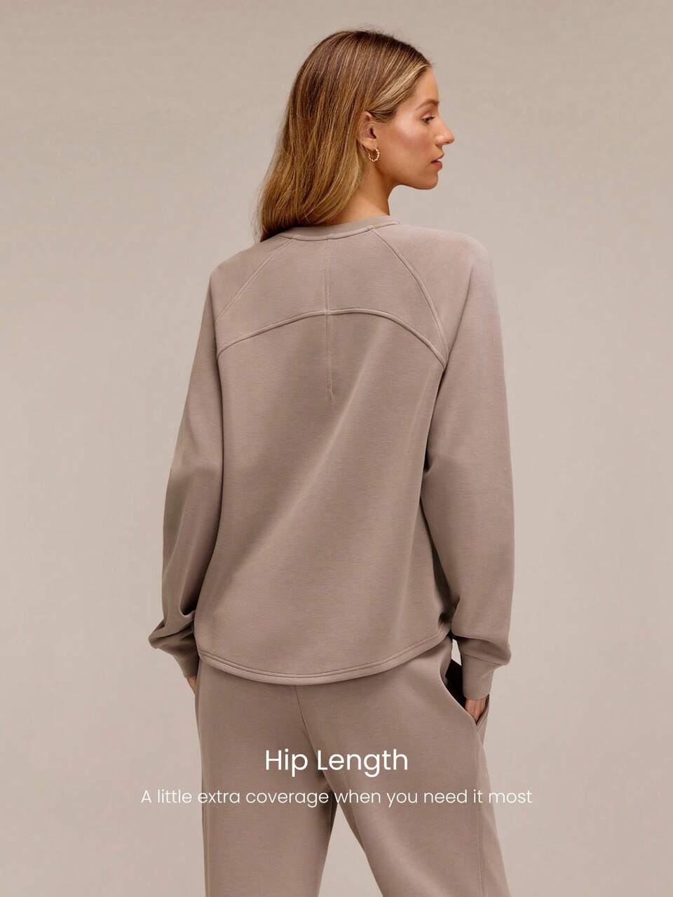 SoftCalm Modal Low-Key Glow Relaxed Fit Crewneck Pullover Sweatshirt With Raglan Sleeves Gym Studio Daily Casual