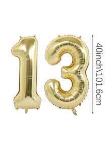 MINKOJA 2pcs 40 Inch (Approx 101.6 Cm) Platinum Giant Number Helium Foil Balloons, Large Digit Balloons For Birthday Party, Graduation, Anniversary, Party Decor - gold - View 12