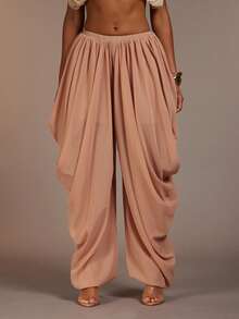 Hauture Damen lockere lässige vielseitige Urlaubs-Hose mit schmal zulaufendem Bein, Sommer - Orange - Übersicht 2
