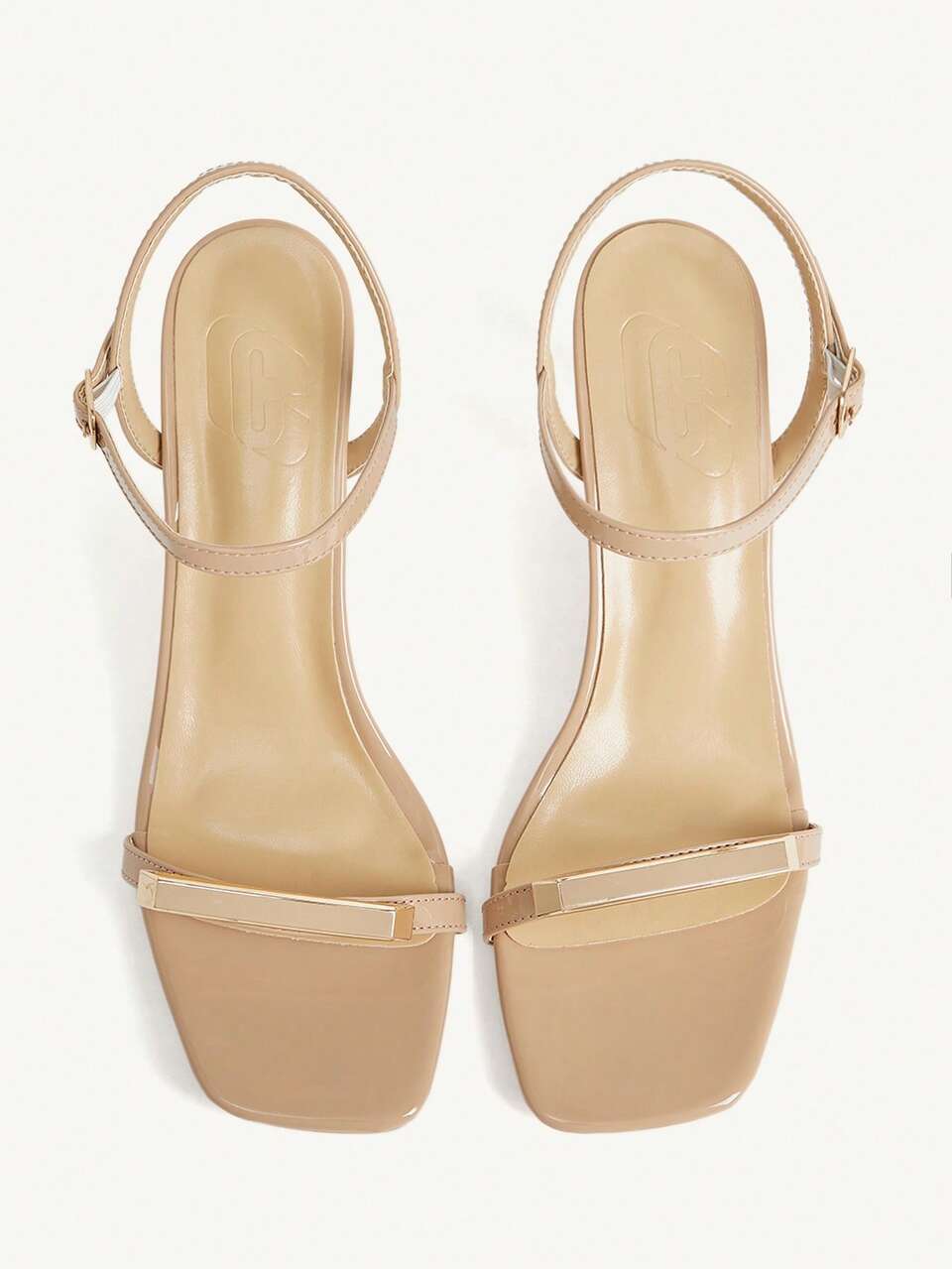 CUCCOO CHICEST Women's Shoes Summer New Metal Strap Square Open-Toed Square Toe Stiletto Fashion Commuter Nude PU Leather High Heels Sandals Dating Outdoor