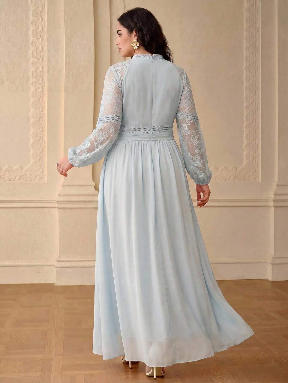 ZEYLAH Elegant Romantic Lace Patchwork Fitted A-Line Dress Spring/Summer
