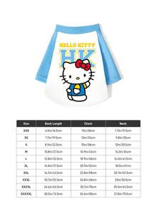 HELLO KITTY AND FRIENDS | SHEIN 可愛卡通貓咪印花寵物休閒T恤，肩袖設計，柔軟舒適面料，透氣親膚，適合日常外出與居家穿著，尺寸XXS至XXXXXL，適用於各種體型的貓狗 - 天藍色 - 查看 6