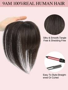 Hair Toppers For Women Real Human Hair, 2x2.5" Base Clip In Human Hair Topper With Bangs For 360° Cover 8 Inch Toppers For Thinning Hair To Add Volume - S2 - View 7