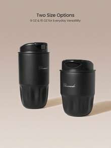 GLOWMODE 9 OZ & 15 OZ Big Sips 雙層不鏽鋼保溫水壺套組，適合健身訓練、工作室、辦公室、旅行與日常使用 - 黑色 - 查看 3