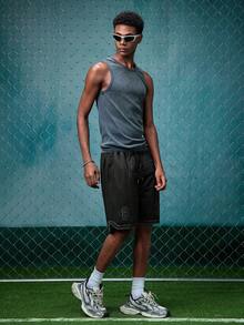 EVRINFINITE Men's 8/24 Black Basketball Shorts, Casual Embroidered Stitching Zipper Pockets, Suitable For Party And Sports Wear - Black - View 7