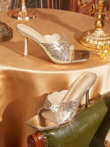 CUCCOO TILAWA Women's Glitter Design Glamorous High Heel Sandals For Party Occasions - Rose Gold - View 2