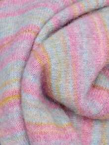 Nöista Multicolor Striped Knit Sweater With Ribbed Waist. Fall, Back To School And Everyday Style. - Pink - View 12