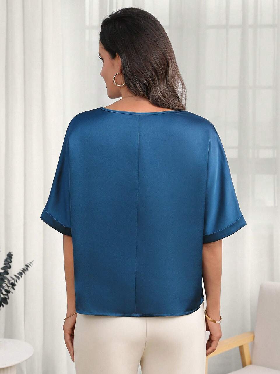 Elegant Women's Blouses,Blue Top,Summer Top,Going Out Tops For Women,Casual Blouses For Women,Office Wear For Women,Work Tops,Party Top
