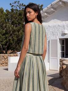 Nöista STRIPED SET ( CROP TOP AND MAXI SKIRT) - Army Green - View 4