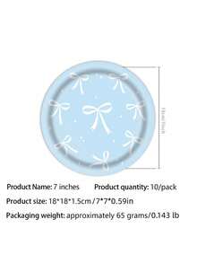 Light Blue Bowknot Birthday Party Decorations Set, Disposable Tableware Kit With Tablecloth Banner Paper Plates Napkins Paper Cups Party Supplies - Multicolor - View 11
