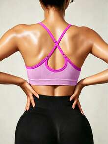 SHEIN Dewbera Soutien-gorge de sport pour femmes (Rose sans couture) - Rose bonbon - Voir 2