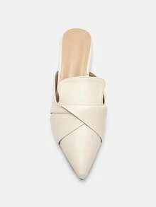 Bholvia 2025 Autumn Women's Comfortable Versatile Slip-On Heeled Mules, Minimalist Soft Leather Pointed Toe Slip-On Shoes For Summer - Apricot - View 5